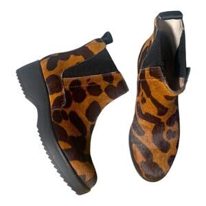Louise Et Cie Zareb3‎ Genuine Calfhair Platform Leopard Ankle Boots sz 5
